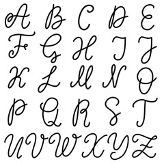 Hand drawn lettering font, alphabet