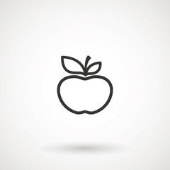 Apple fruit line icon. Organic nutrition healthy food. Hand draw illustration. Apple Isolated on white background. - Vector.