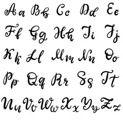 Hand drawn lettering font, alphabet