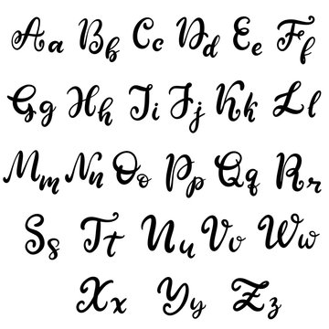 Hand drawn lettering font, alphabet