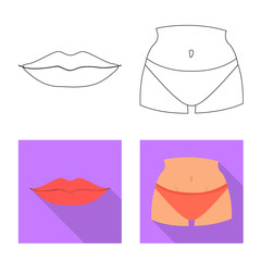 Vector design of body and part symbol. Collection of body and anatomy vector icon for stock.