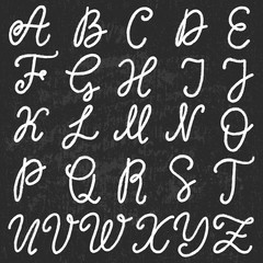 Hand drawn lettering font, alphabet