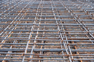 Weathered rusty steel grating construction
