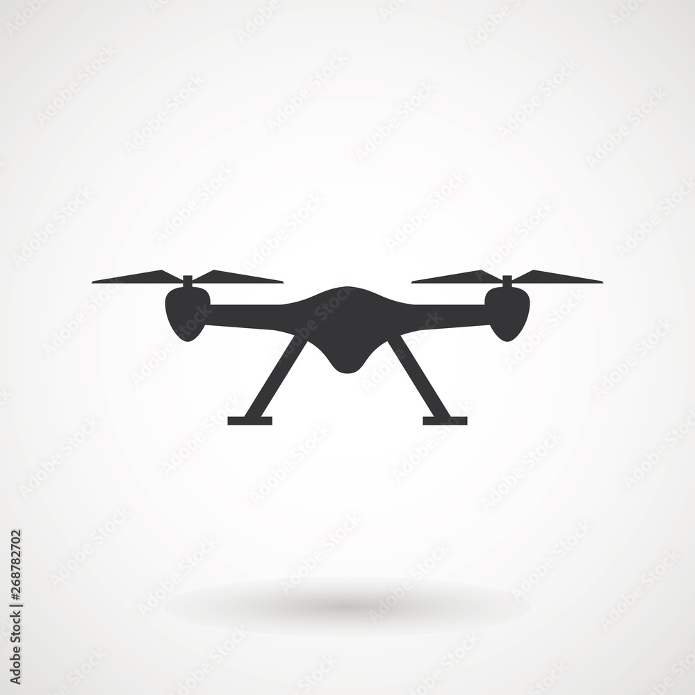 Wall mural photo and video drone icon. drone quadrocopter with action camera.