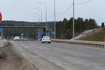 New Road bridge under construction over the highway