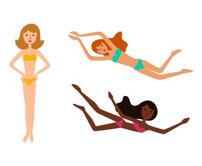 girls swim in the sea