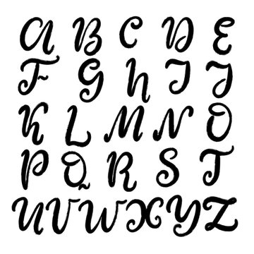 Hand drawn lettering font, alphabet