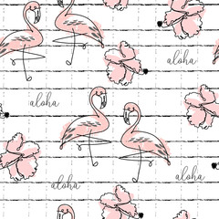 Tropical seamless pattern with cute hand drawn doodle animals © Anna Sokol