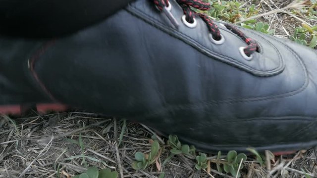 Leg stepping on shit, poo