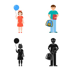 Vector design of character and avatar  sign. Collection of character and portrait stock vector illustration.