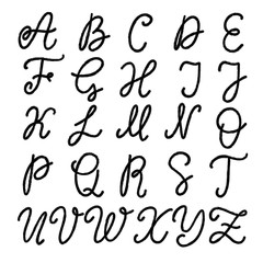 Hand drawn lettering font, alphabet
