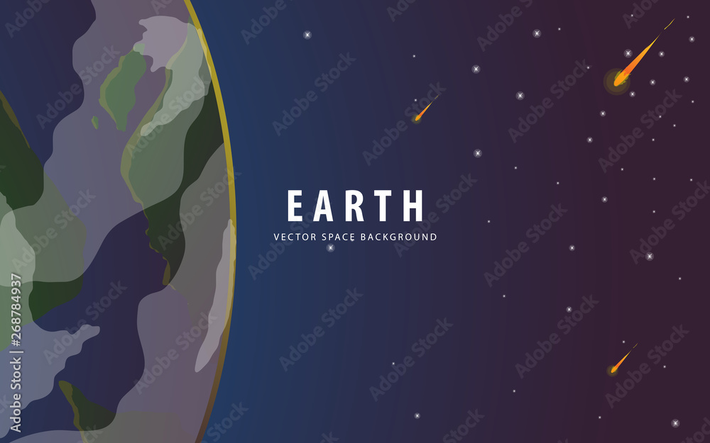 Sticker earth and space vector illustration. space background with place for text. surface of the planet. sp