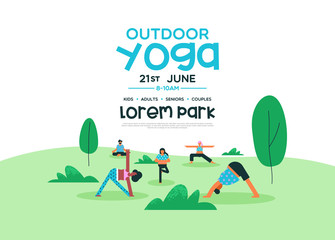 Outdoor yoga event poster template