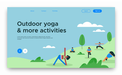 Fototapeta premium Outdoor yoga web landing page template