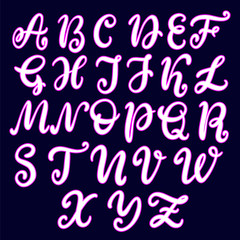 Hand drawn lettering font, alphabet