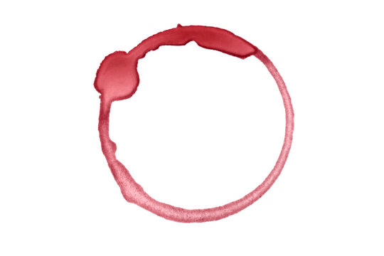 Real red wine stain isolated on white.