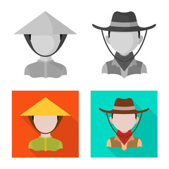 Vector design of imitator and resident sign. Set of imitator and culture stock symbol for web.