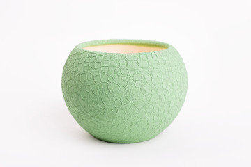 Round green vase on white background - Powered by Adobe