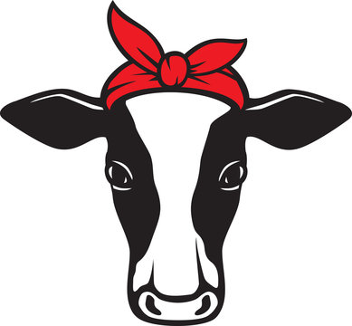cow head with bandana vector icon