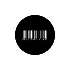 Realistic white Barcode on black circle. Barcode vector icon. Bar code icon isolated
