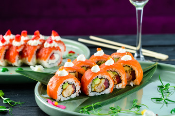 Philadelphia roll with tuna and avocado