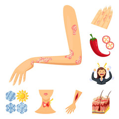Vector design of pain  and dermatology icon. Collection of pain  and healthcare vector icon for stock.