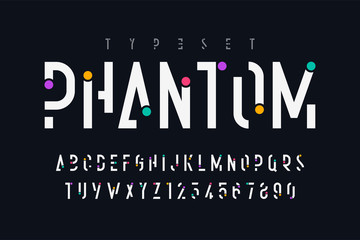 Original trendy display font design, alphabet and numbers.