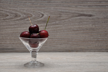 Cherries in a glass bowl