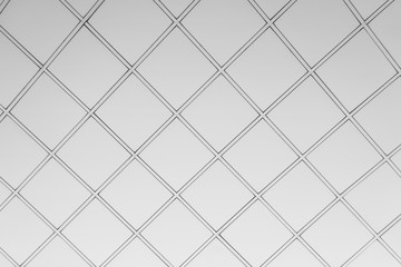 Fototapeta premium White ceiling with neon light bulbs in uprisen view.as background interior decoration concept with copy space for your text or design.