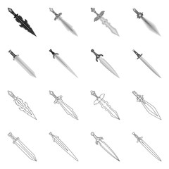 Vector illustration of game  and armor  sign. Set of game  and blade  stock vector illustration.