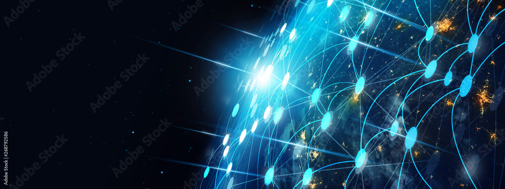 Poster communication technology and internet worldwide for business concept. global world network connected