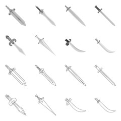 Vector design of game  and armor  icon. Set of game  and blade  stock vector illustration.