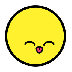 Flat kawaii emoji face. Cute funny cartoon character. Simple line art expressions web icon. Emoticon sticker. Vector graphic illustration.