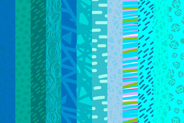 Blue gradient collage background hand drawn background catoon style