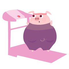 Fototapeta premium vector image of a pig that is trying to lose weight