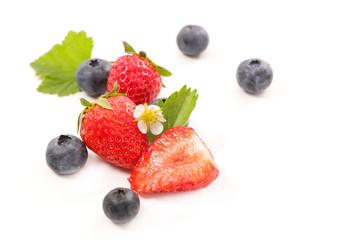 berry fruit with strawberry and blueberry on white background