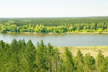 Beautiful landscape background from above in Lithuania national park