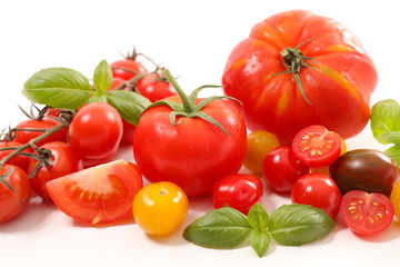 variety of tomato and basil