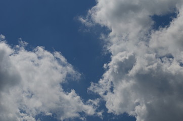 blue sky with beautiful white fluffy clouds