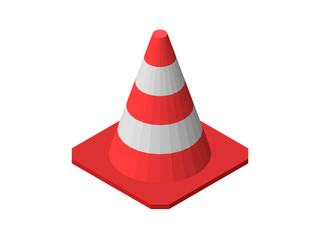 Traffic cone. Isolated on white background. 3d Vector illustration.