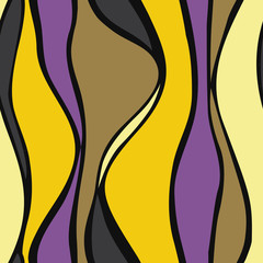 Yellow and violet waves seamless pattern. Vector illustration of yellow and violet waves