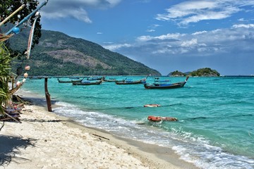 Boats at Sunrise Beach, Koh Lipe, Thailand