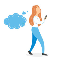 Woman walking and chatting in mobile phone