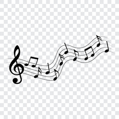 Music notes and symbols, vector illustration.