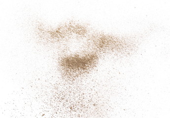 Dirt, soil dust isolated on white background, top view