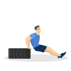 Obraz premium Man doing workout. Fitness and bodybuilding exercise