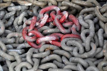 Red blood stained iron chains