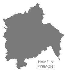 Hameln-Pyrmont grey county map of Lower Saxony Germany DE