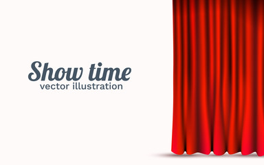 Red velvet curtains isolated on white background. Show stage concept.