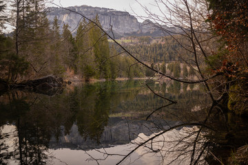 Fototapeta premium lake in the mountains, reflection in the water 